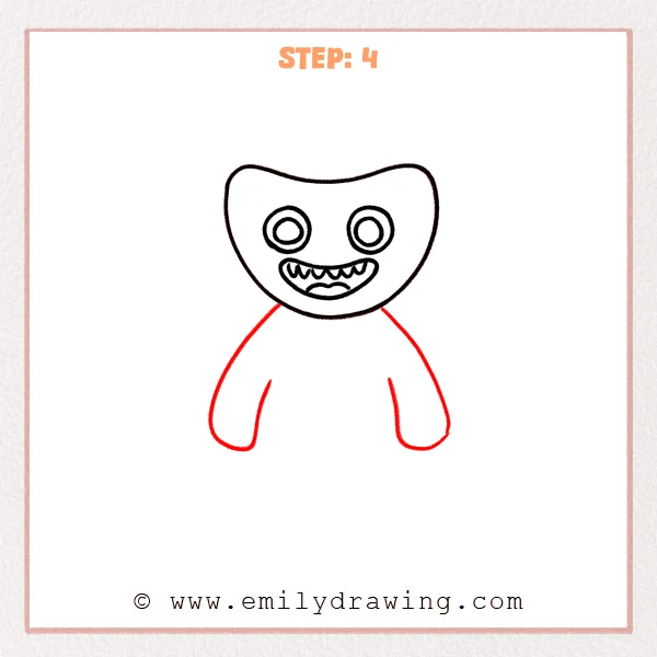 how to draw a huggy wuggy - Step 4